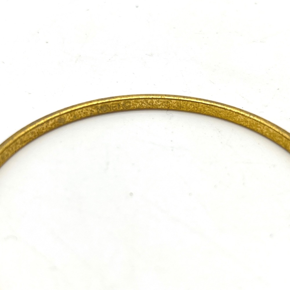 Monet Gold Tone Brushed Textured Bangle Bracelet Vintage Signed 7.75 Inch - Picture 3 of 5